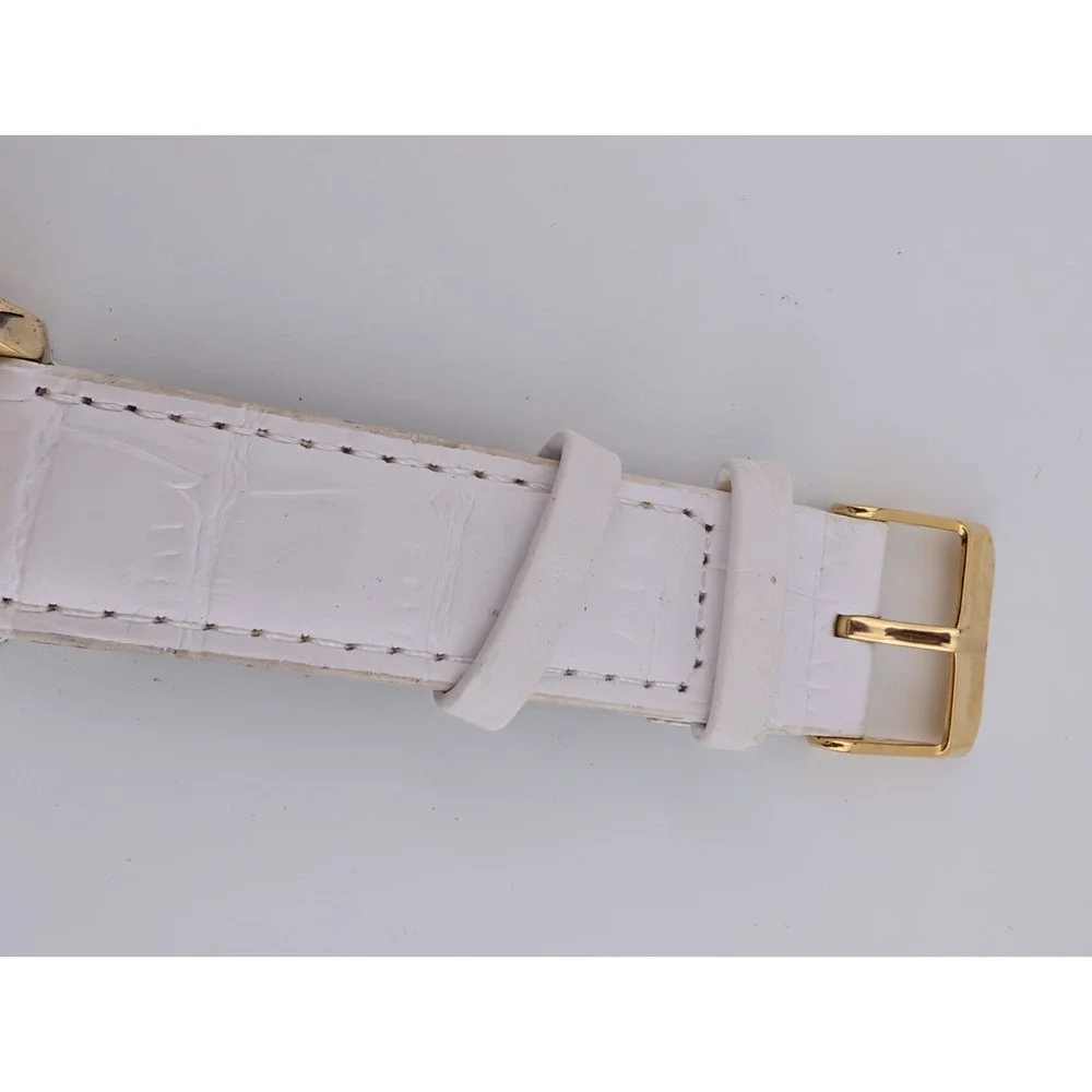 Manhattan by Croton Watch Women 40mm Case Pave Bezel White Band- New Battery‎